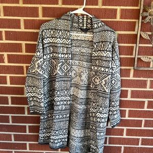 Lucky Brand Black and White Patterned Cardigan
